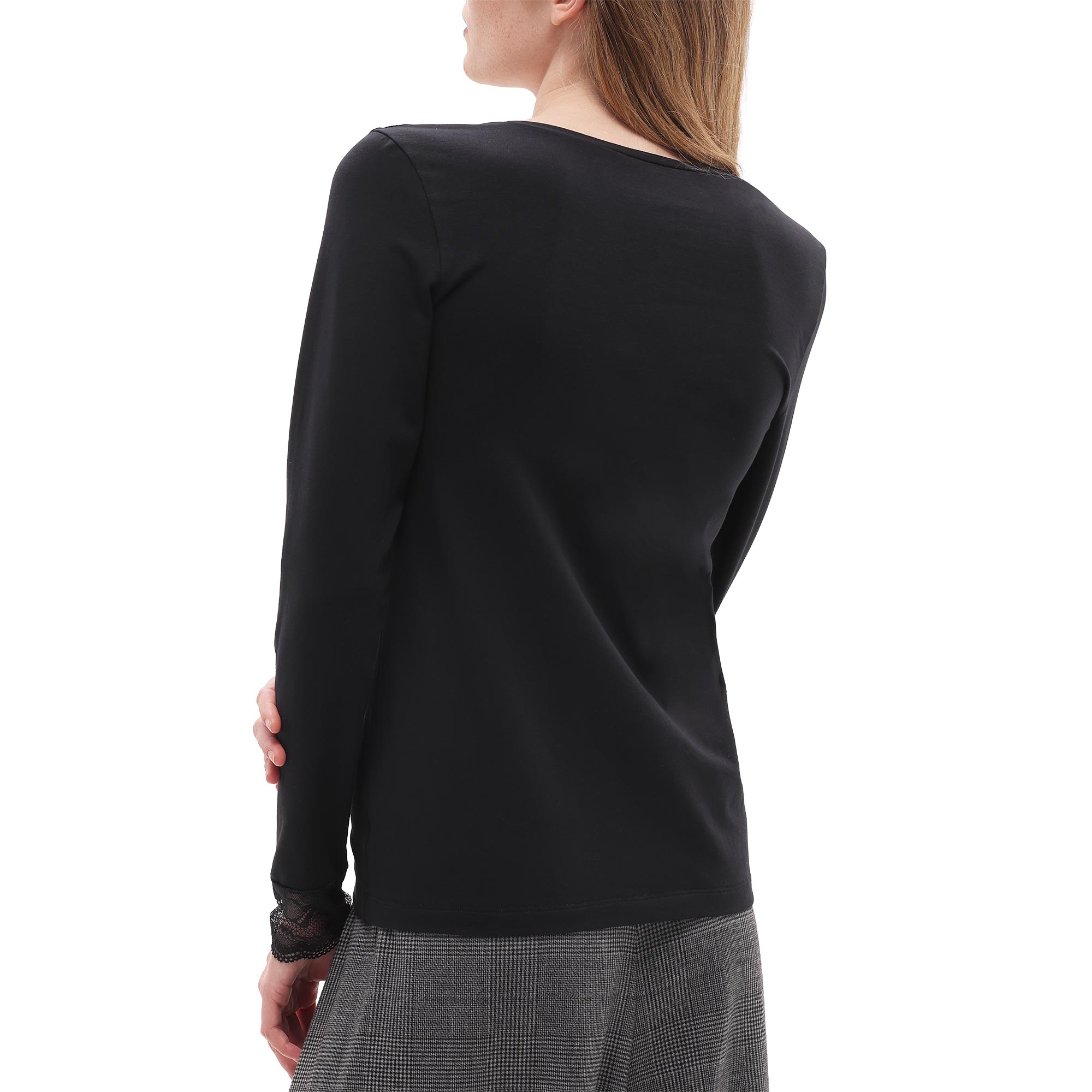 Maglia Scollo V Manica Lunga Donna Cotonella Nero ADD58_00002_2