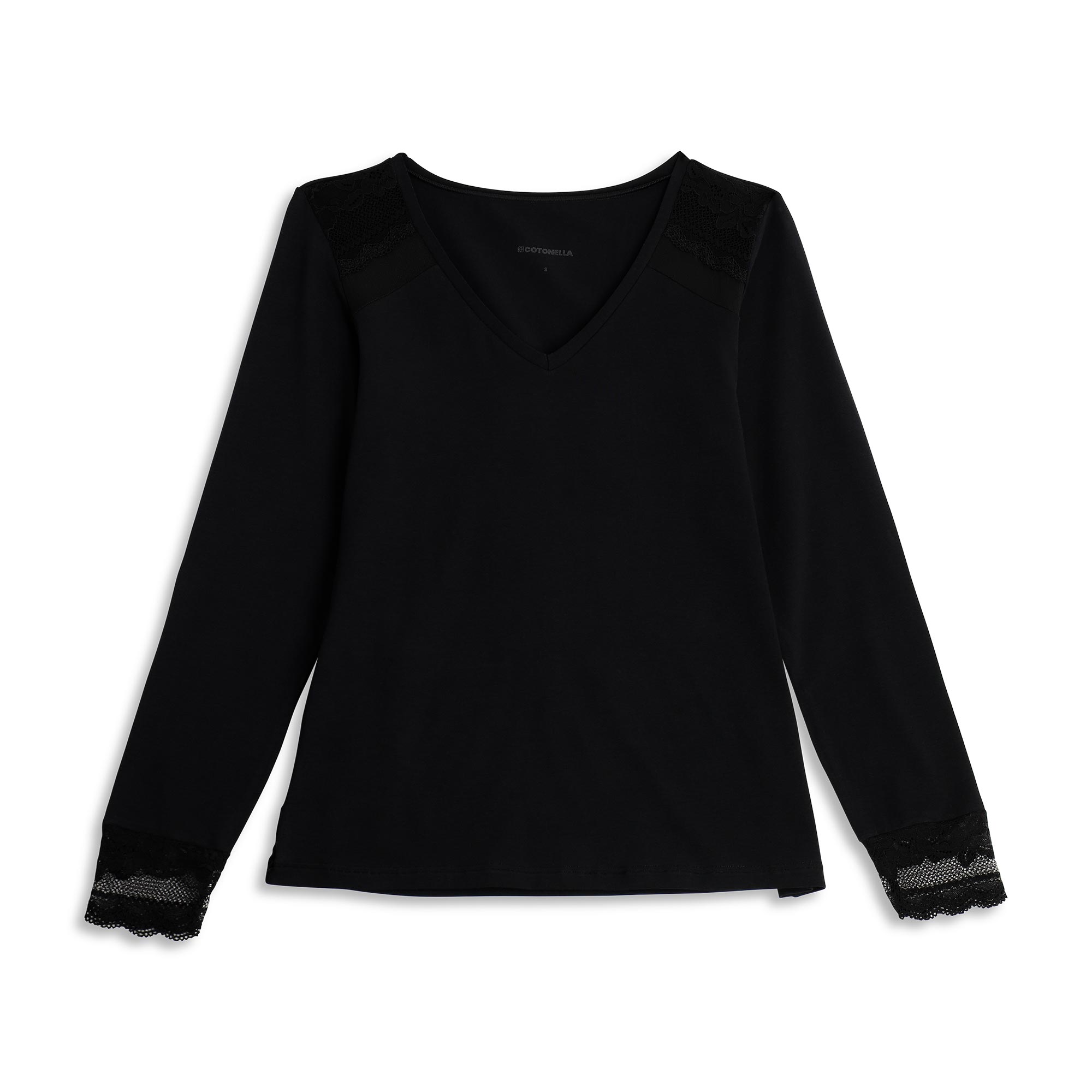 Maglia Scollo V Manica Lunga Donna Cotonella Nero ADD58_00002_3