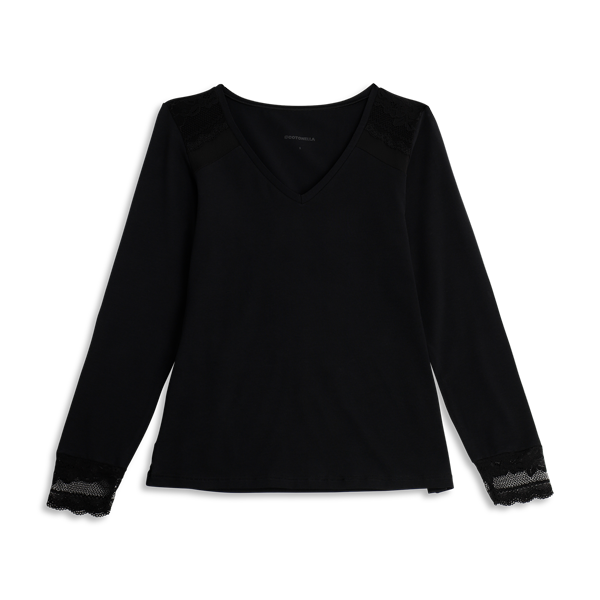 Maglia Scollo V Manica Lunga Donna Cotonella Nero ADD58_00002_3