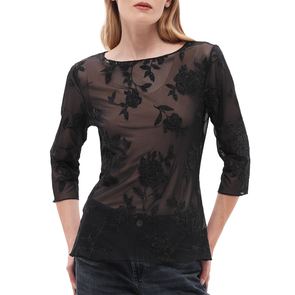 Maglia Girocollo Manica 3/4 Donna Cotonella Nero ADD64_00002