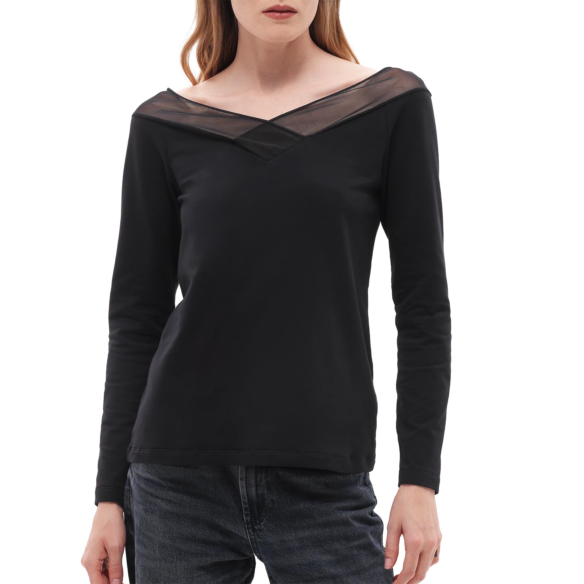 Maglia Scollo A Barchetta Manica Lunga Donna Cotonella Nero ADD66_00002