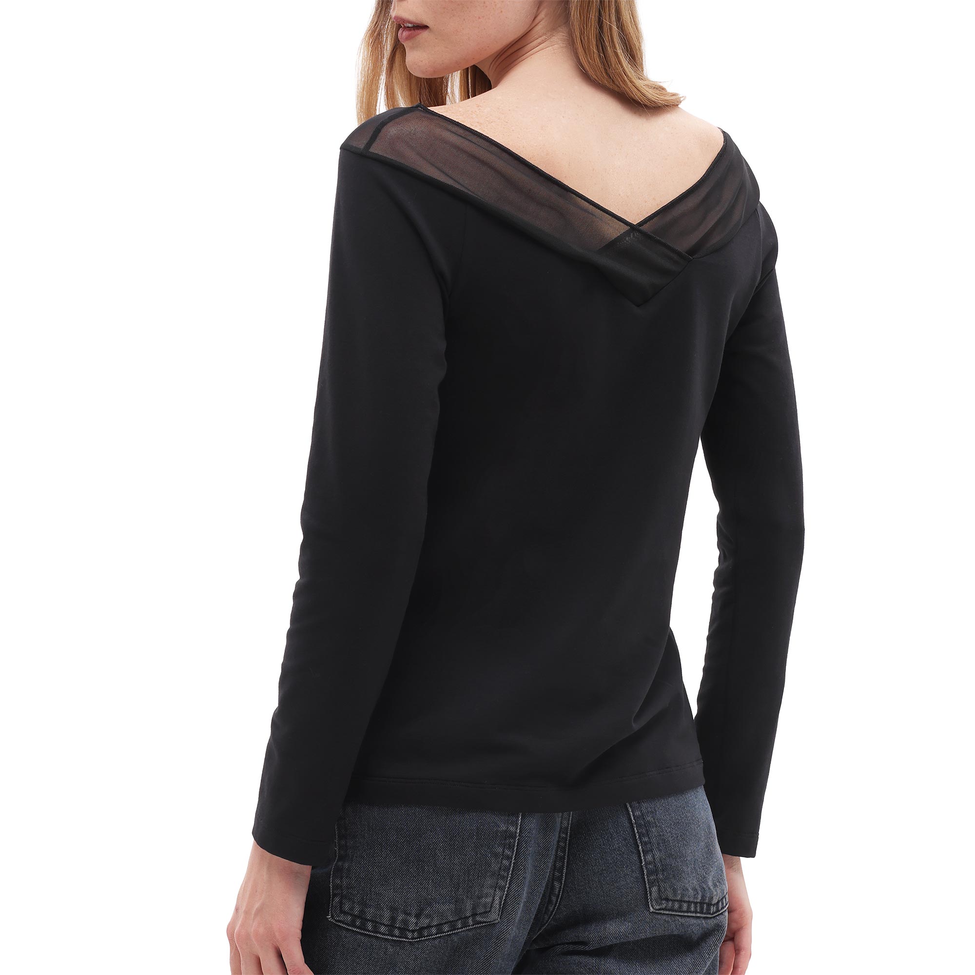 Maglia Scollo A Barchetta Manica Lunga Donna Cotonella Nero ADD66_00002_2
