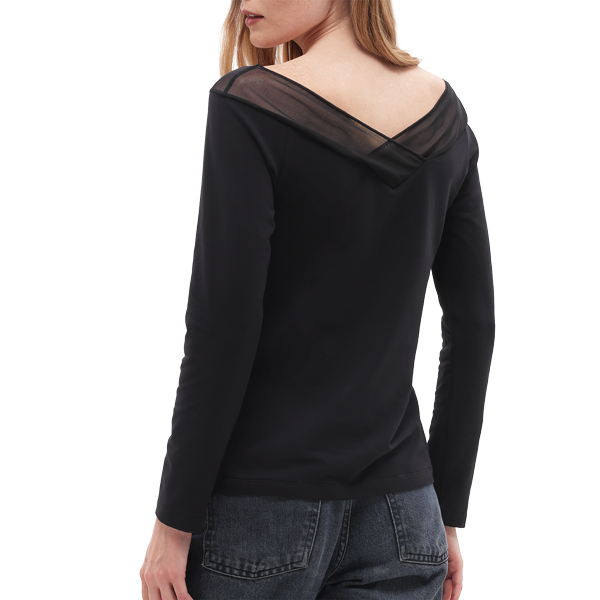 Maglia Scollo A Barchetta Manica Lunga Donna Cotonella Nero ADD66_00002_2