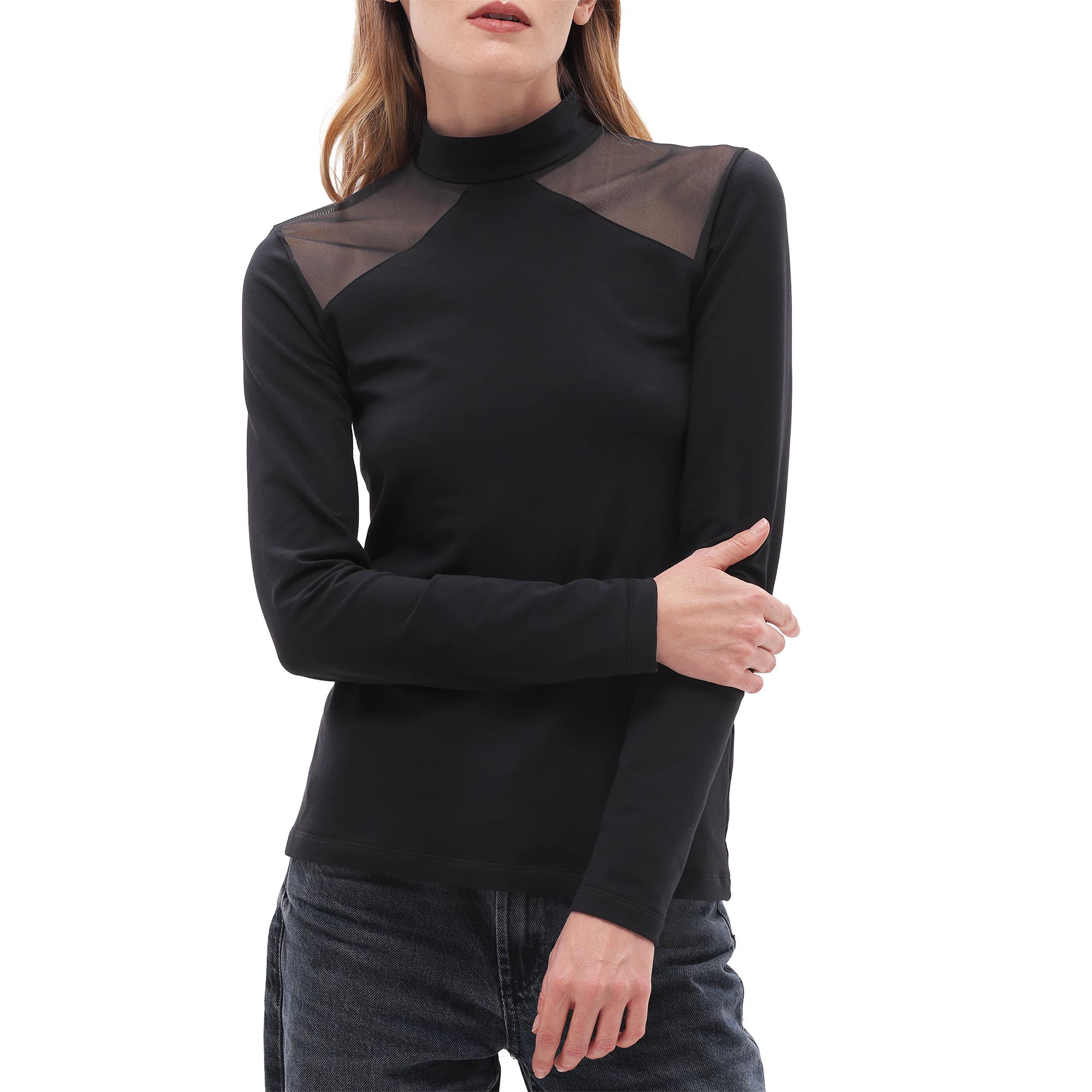 Maglia Lupetto Manica Lunga Donna Cotonella Nero ADD67_00002