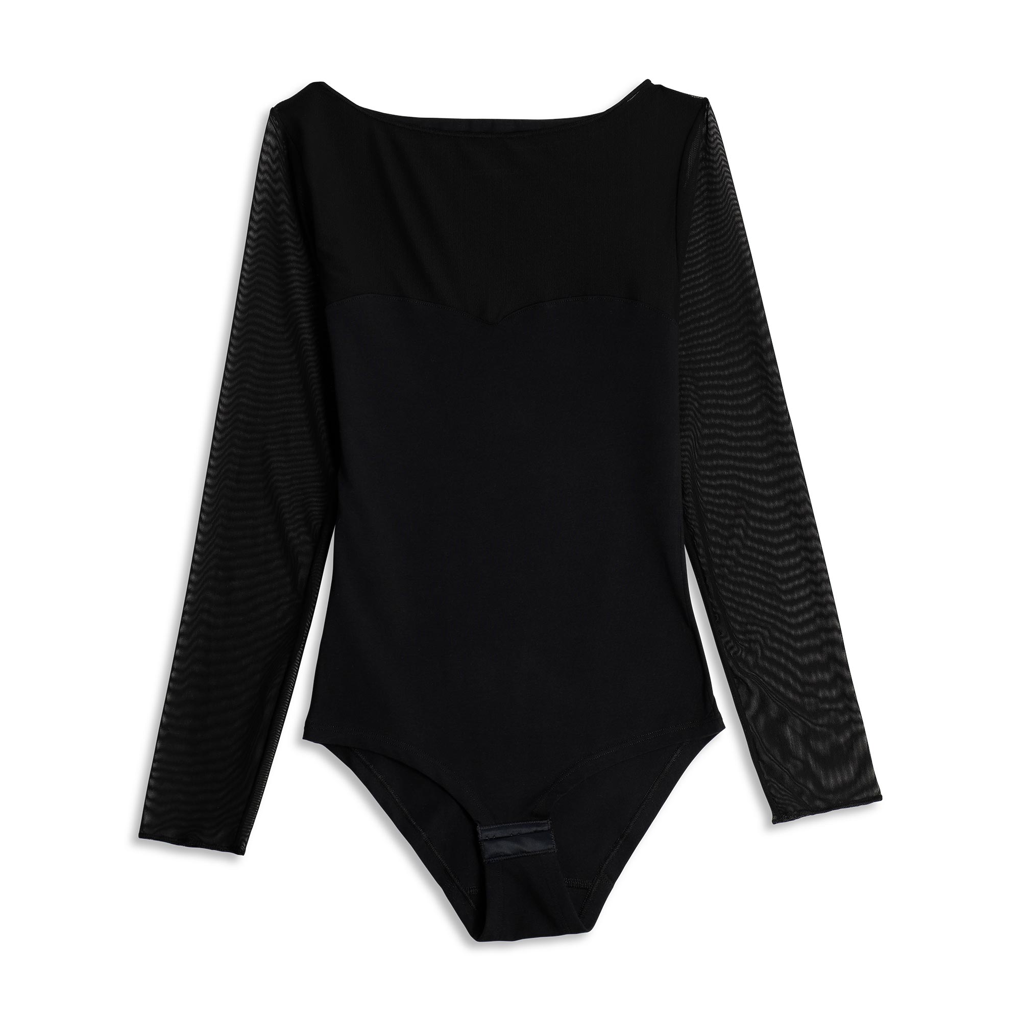 Body Scollo Barchetta Manica Lunga Donna Cotonella Nero ADD68_00002_3