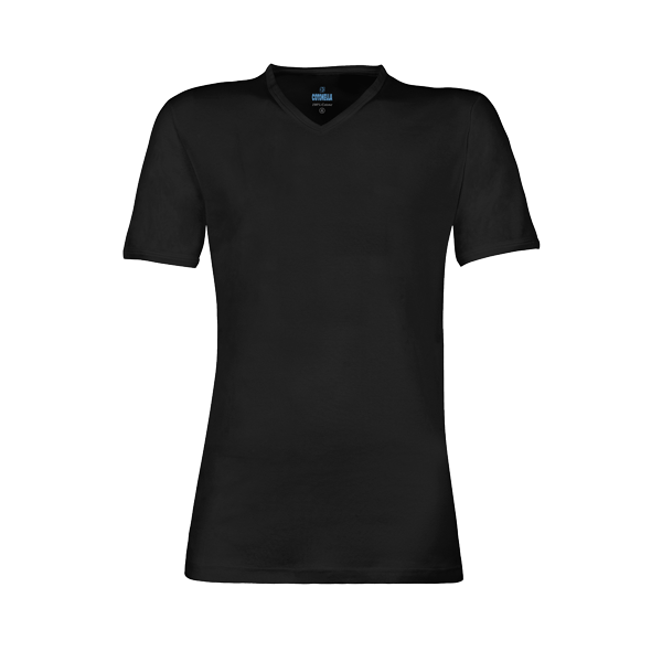 Maglia Mezza Manica Collo A Punta Uomo Cotonella Nero AU123_00002