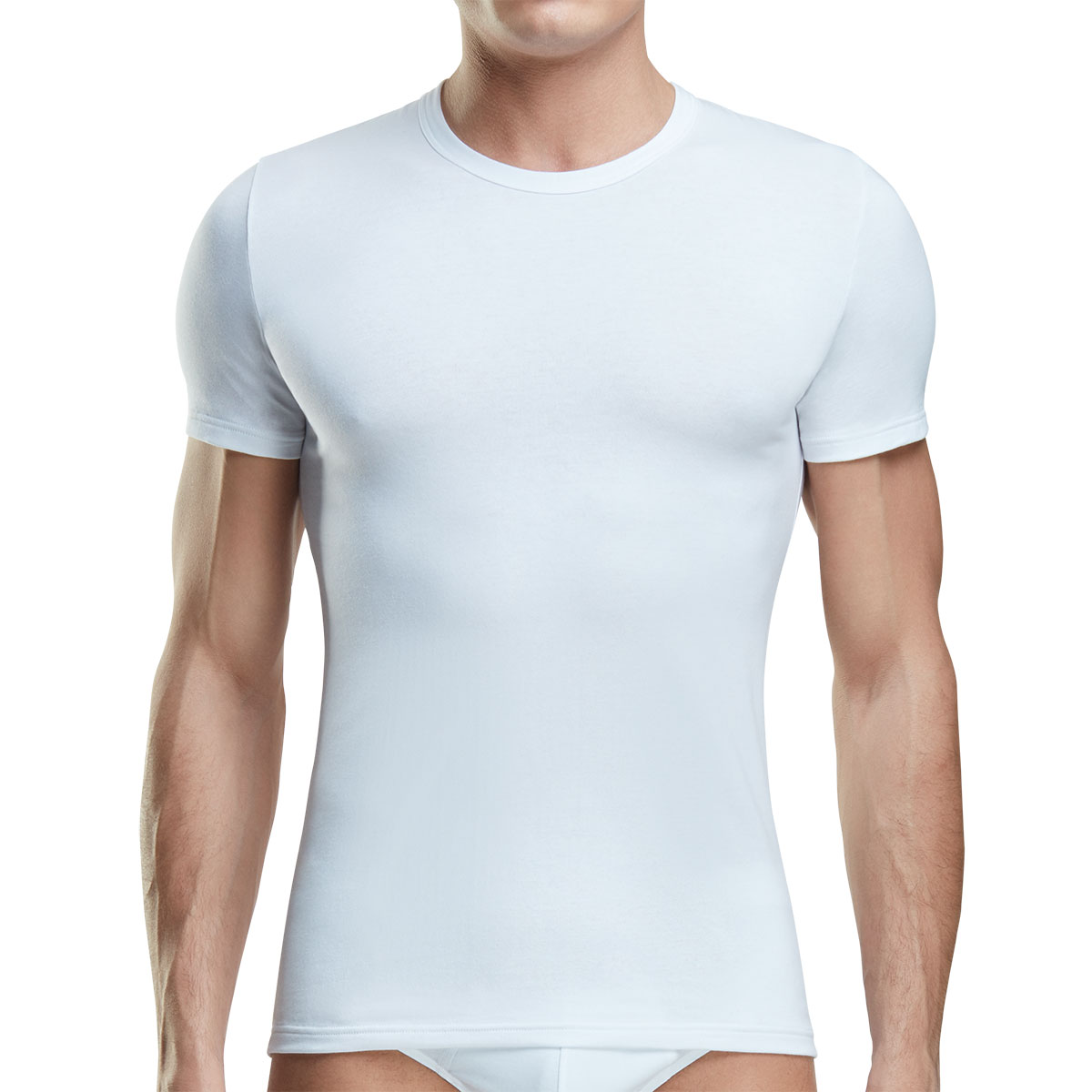 Maglia Girocollo Manica Corta Uomo Cotonella Bianco AU298_00001