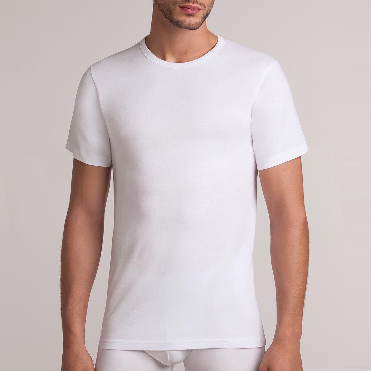 3 Maglia Girocollo Manica Corta Uomo Cotonella Bianco AU421K3_00001