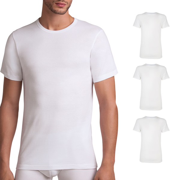 3 Maglia Girocollo Manica Corta Uomo Cotonella Bianco AU421K3_00001_6