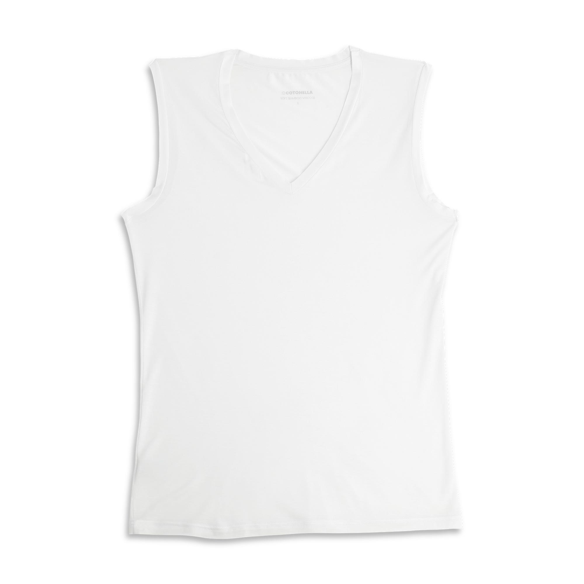 Smanicato Scollo A V Uomo Cotonella Bianco AU438_00001_3