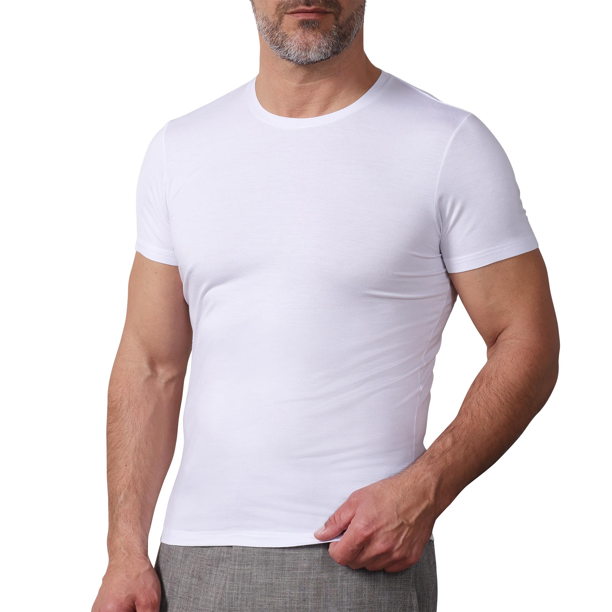 Maglia Girocollo Manica Corta Uomo Cotonella Bianco AU439_00001
