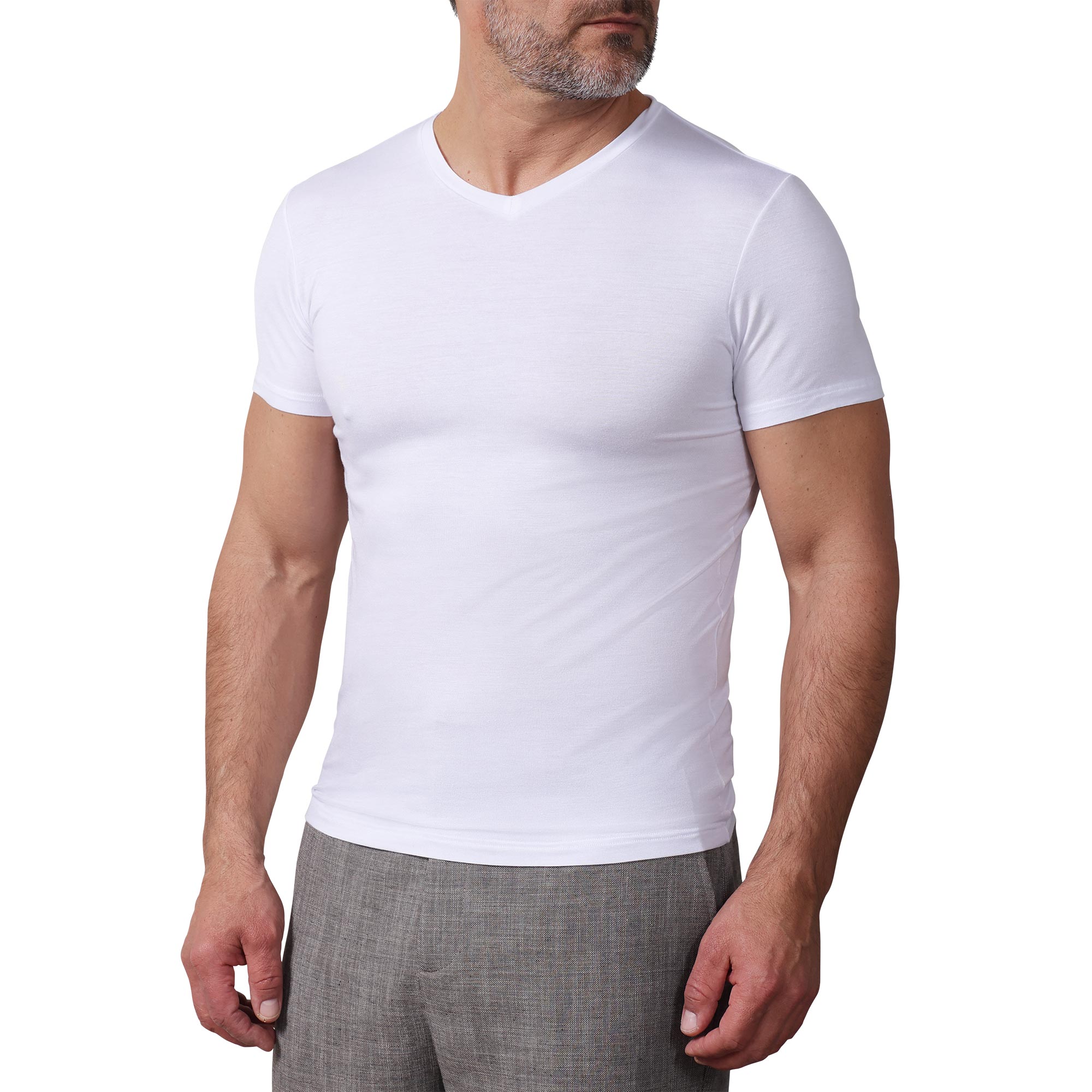 Maglia Scollo V Manica Corta Uomo Cotonella Bianco AU440_00001