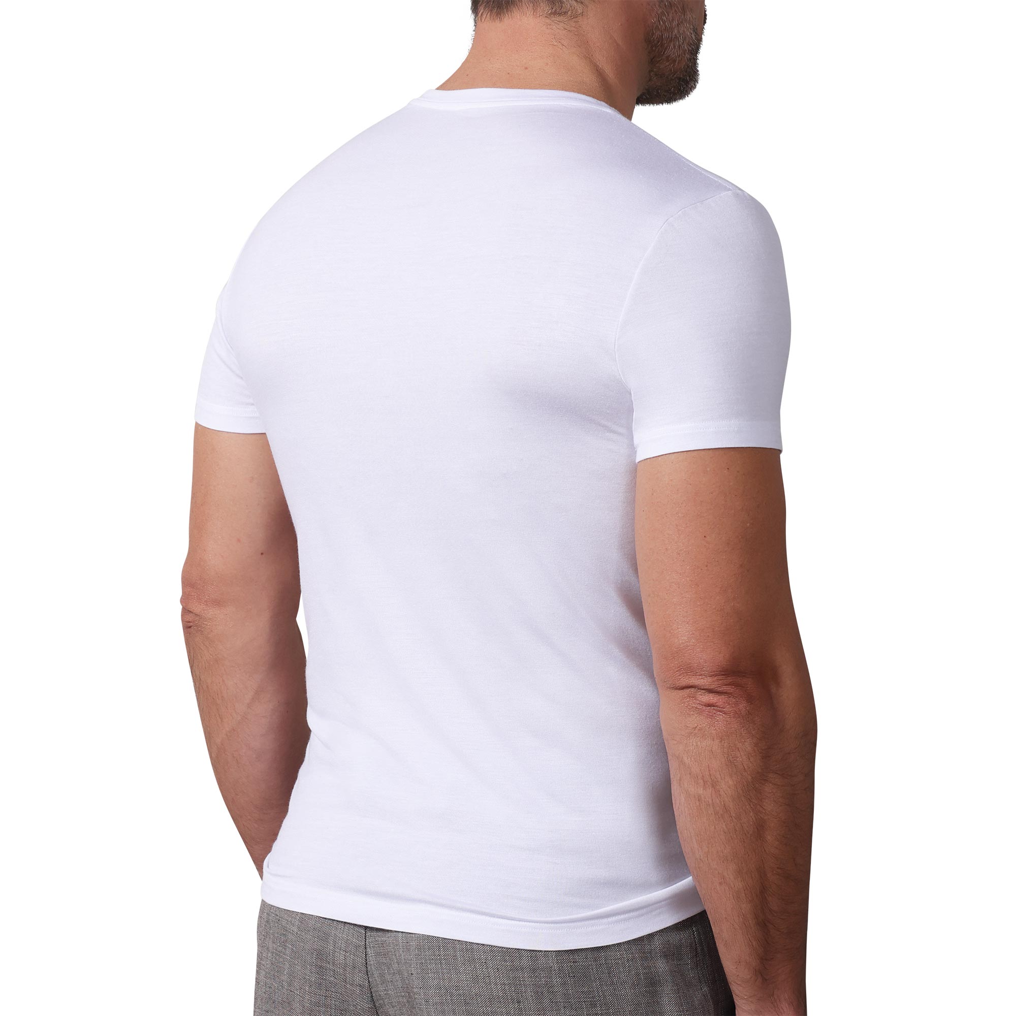 Maglia Scollo V Manica Corta Uomo Cotonella Bianco AU440_00001_2