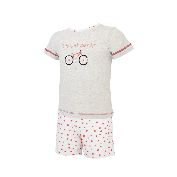 Pigiama Girocollo Manica Corta+shorts Donna Cotonella Grigio Chiaro M DB339_ME013_3