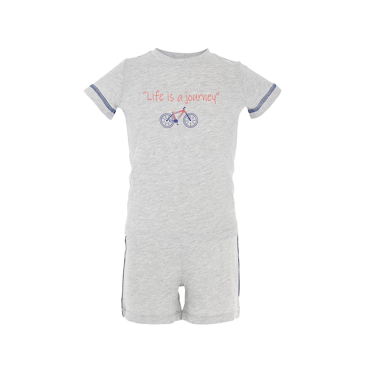 Pigiama Girocollo Manica Corta+shorts Uomo Cotonella Grigio Melange DB342_00113_2