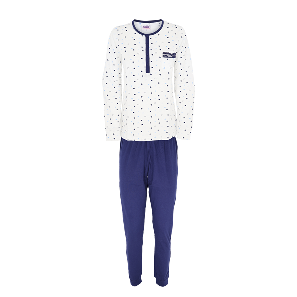 Pigiama Serafino M/l+pant.lungo Donna Cotonella Blu DDC66_00014