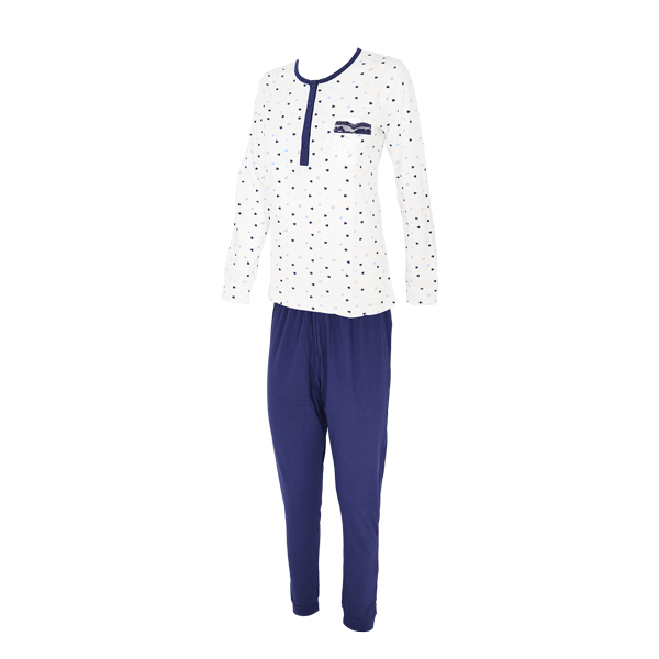 Pigiama Serafino M/l+pant.lungo Donna Cotonella Blu DDC66_00014_2