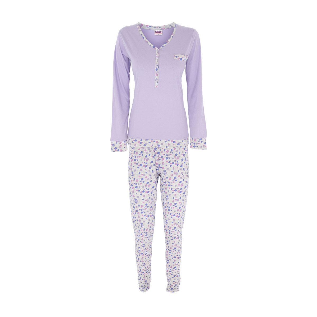 Pigiama Serafino M/l + Pant.lungo Donna Cotonella Lilla DDC73_00087