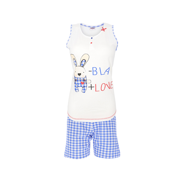 Canotta S/l + Shorts Donna Cotonella Blu DDC87_00014