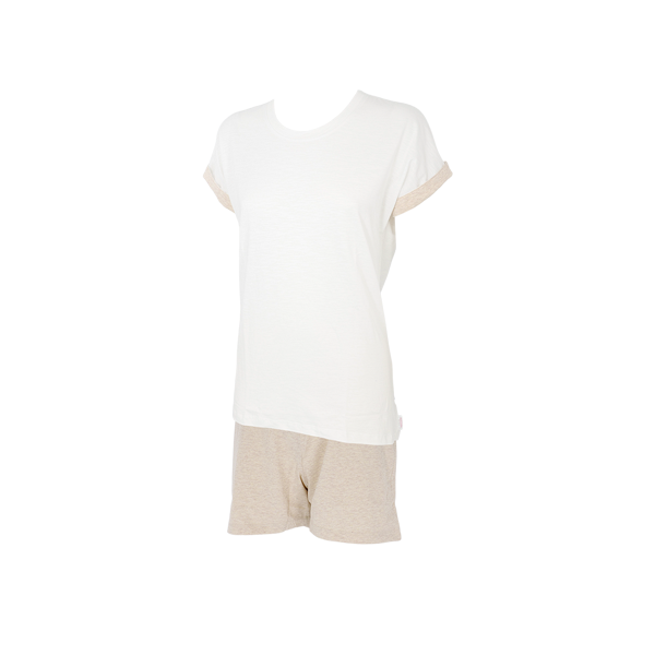 Pigiama Girocollo M/m + Shorts Donna Cotonella Bianco DDD40_00001_2
