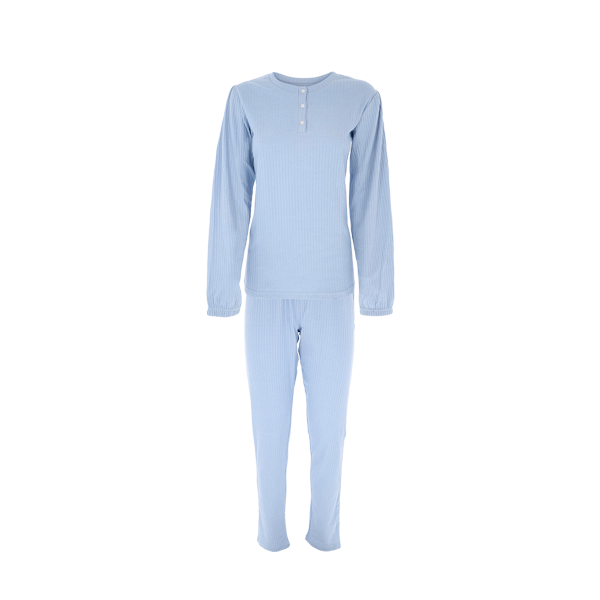 Pigiama Serafino M/l+pant.lungo Donna Cotonella Azzurro DDE14_AC005_2