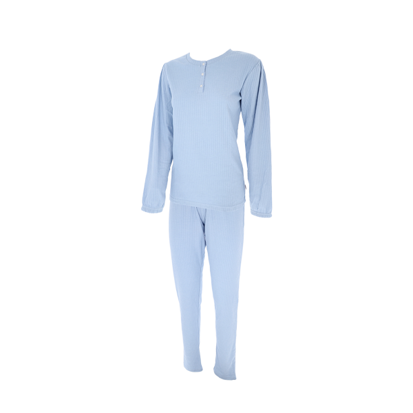 Pigiama Serafino M/l+pant.lungo Donna Cotonella Azzurro DDE14_AC005_3
