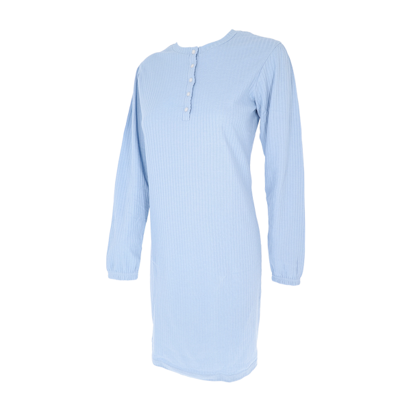 Camicia Da Notte Serafino M/l Donna Cotonella Azzurro DDE16_AC005_2