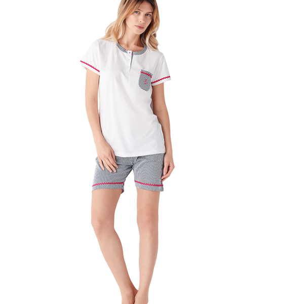 Pigiama Serafino Manica Corta+shorts Donna Cotonella DDE28