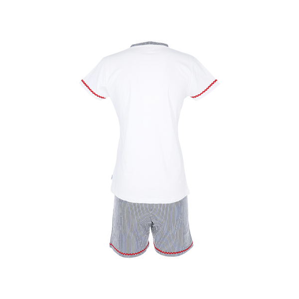 Pigiama Serafino Manica Corta+shorts Donna Cotonella Bianco DDE28_00001_4