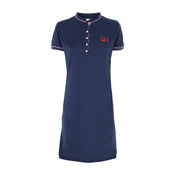 Camicia Da Notte Serafino Manica Corta Donna Cotonella Blu DDE35_00014_2