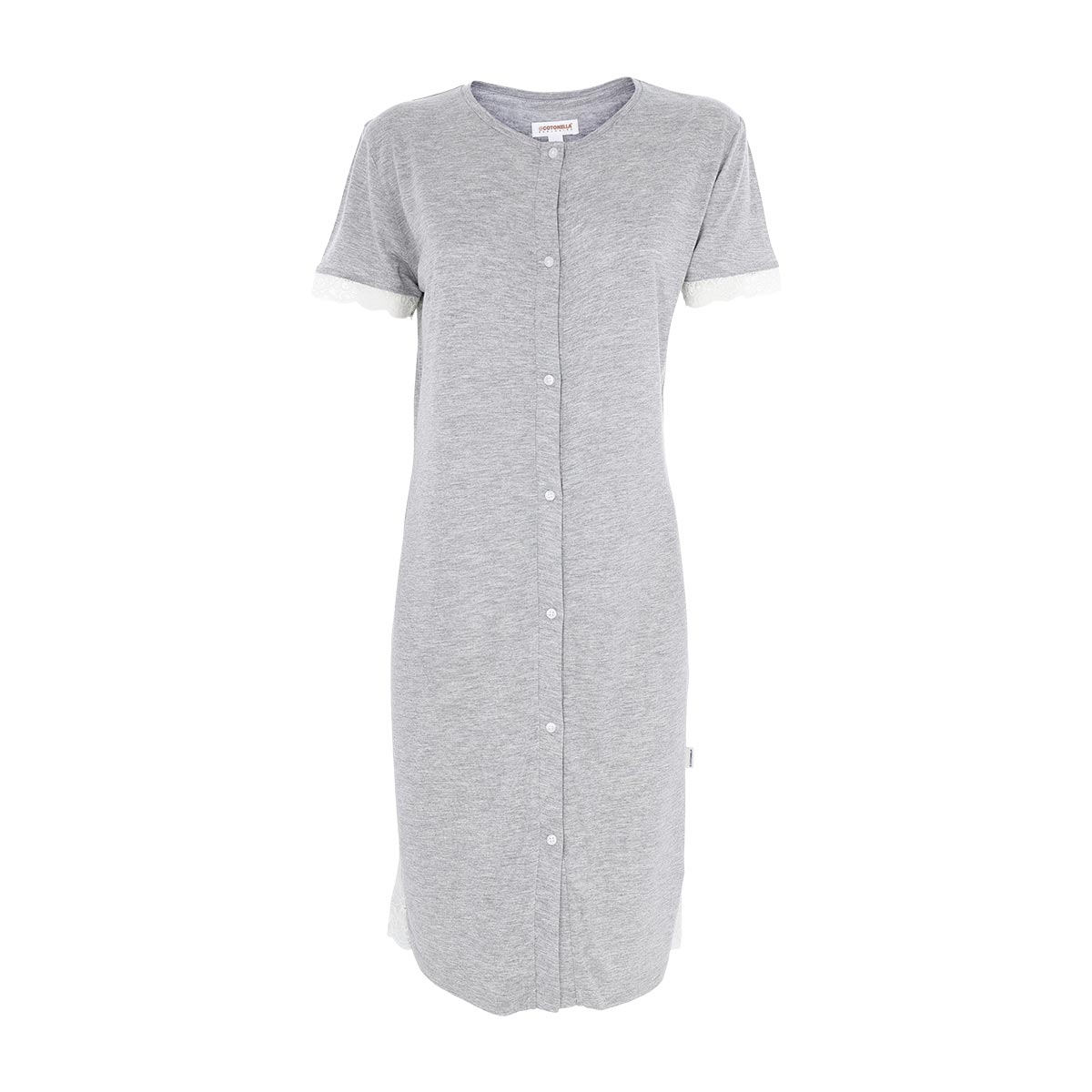 Camicia Da Notte Aperta Manica Corta Donna Cotonella Grigio Melange DDE46_00113_2