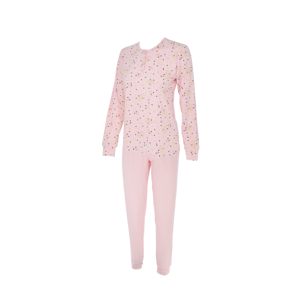 Pigiama Serafino Manica Lunga+pant.lungo Donna Cotonella Rosa DDF02_00004_2