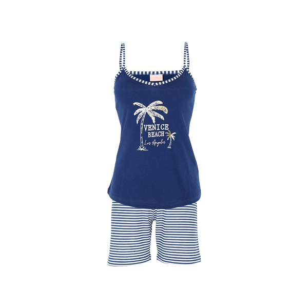 Pigiama Con Top+shorts Donna Cotonella Blu DDF20_00014_2