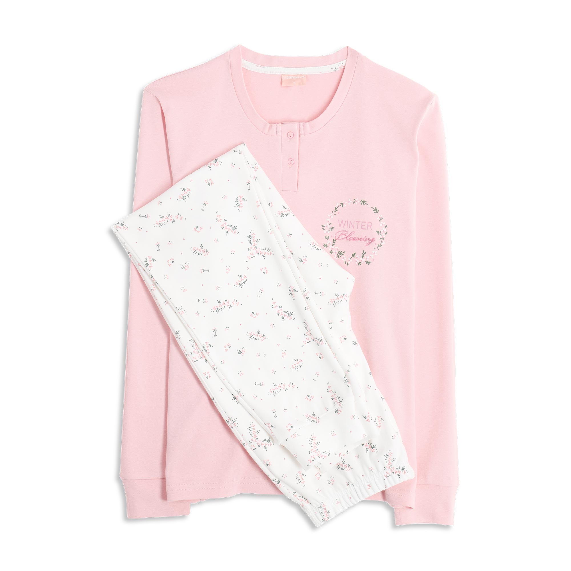 Pigiama Serafino Manica Lunga+pant.lungo Donna Cotonella Rosa DDG06_00004_2