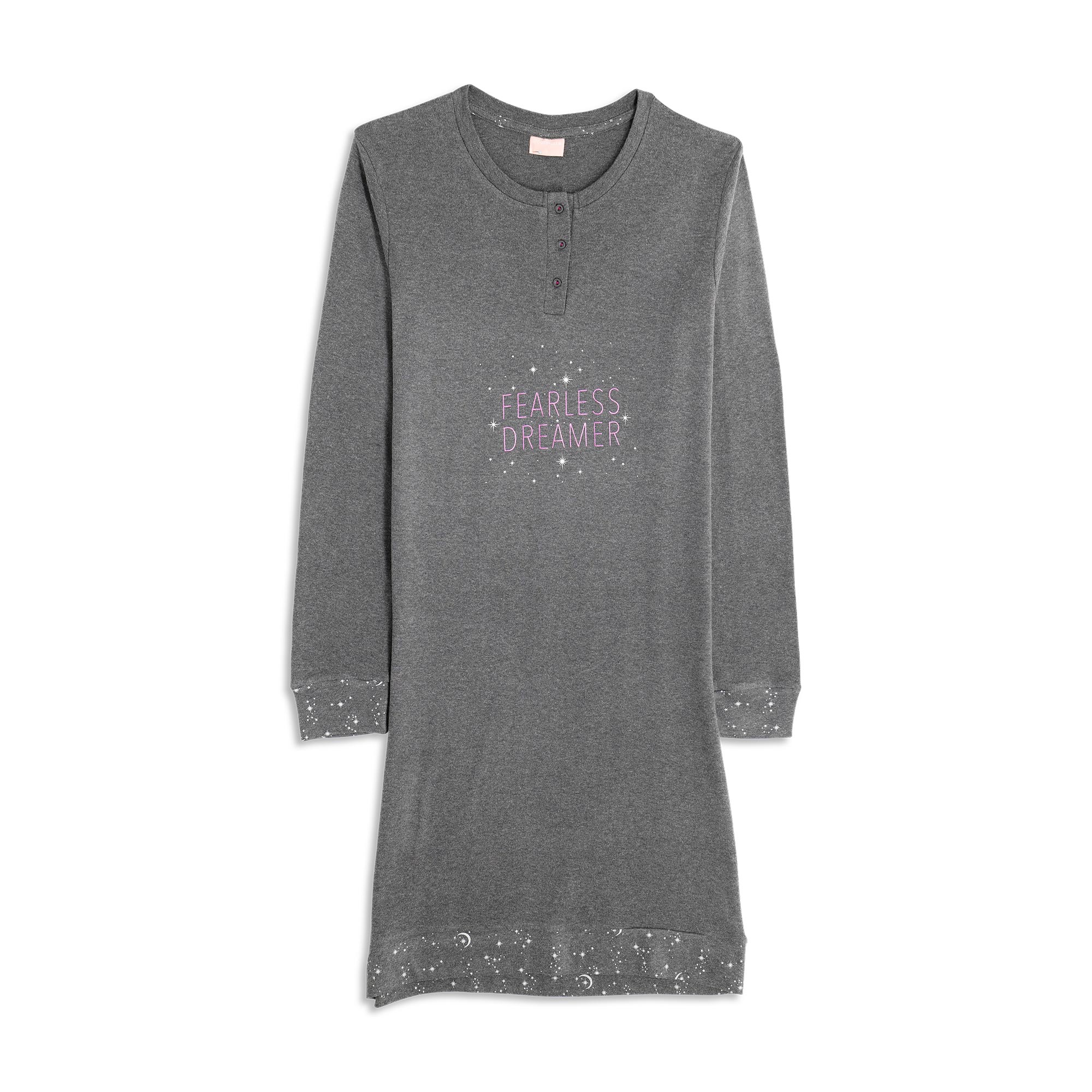 Camicia Da Notte Serafino Manica Lunga Donna Cotonella Grigio Scuro Me DDG12_LI013