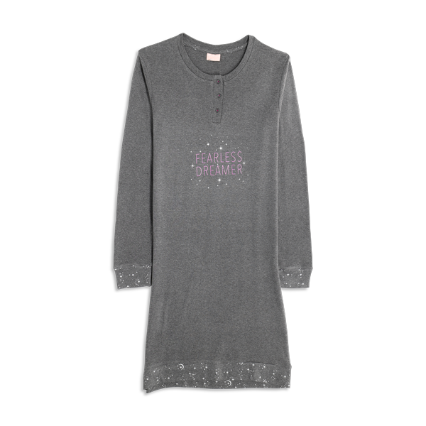 Camicia Da Notte Serafino Manica Lunga Donna Cotonella Grigio Scuro Me DDG12_LI013