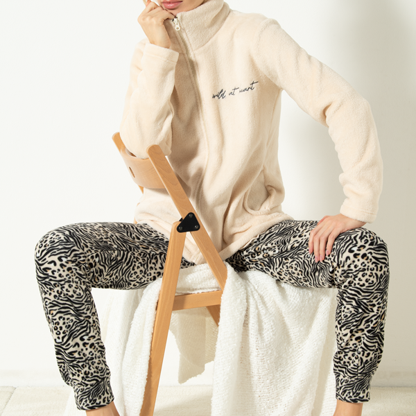 Tuta Con Zip Donna Cotonella Beige DDG17_D0010