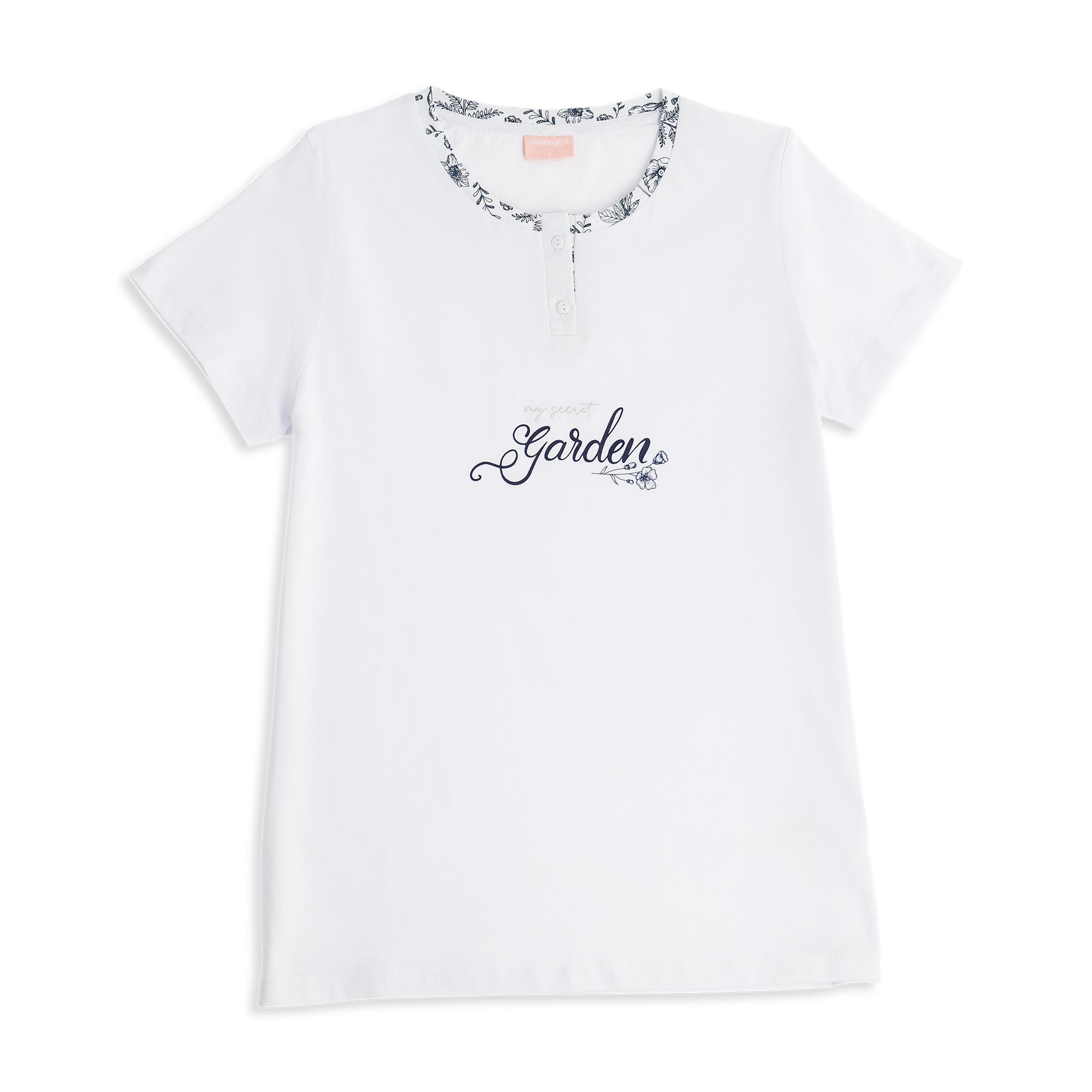 Pigiama Serafino Manica Corta+shorts Donna Cotonella Bianco DDG19_00001_3