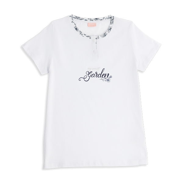 Pigiama Serafino Manica Corta+shorts Donna Cotonella Bianco DDG19_00001_3