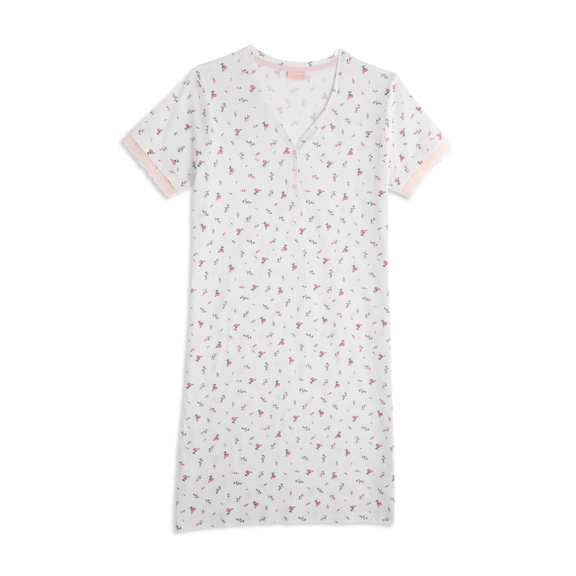 Camicia Da Notte Serafino Manica Corta Donna Cotonella Rosa DDG22_00004_2