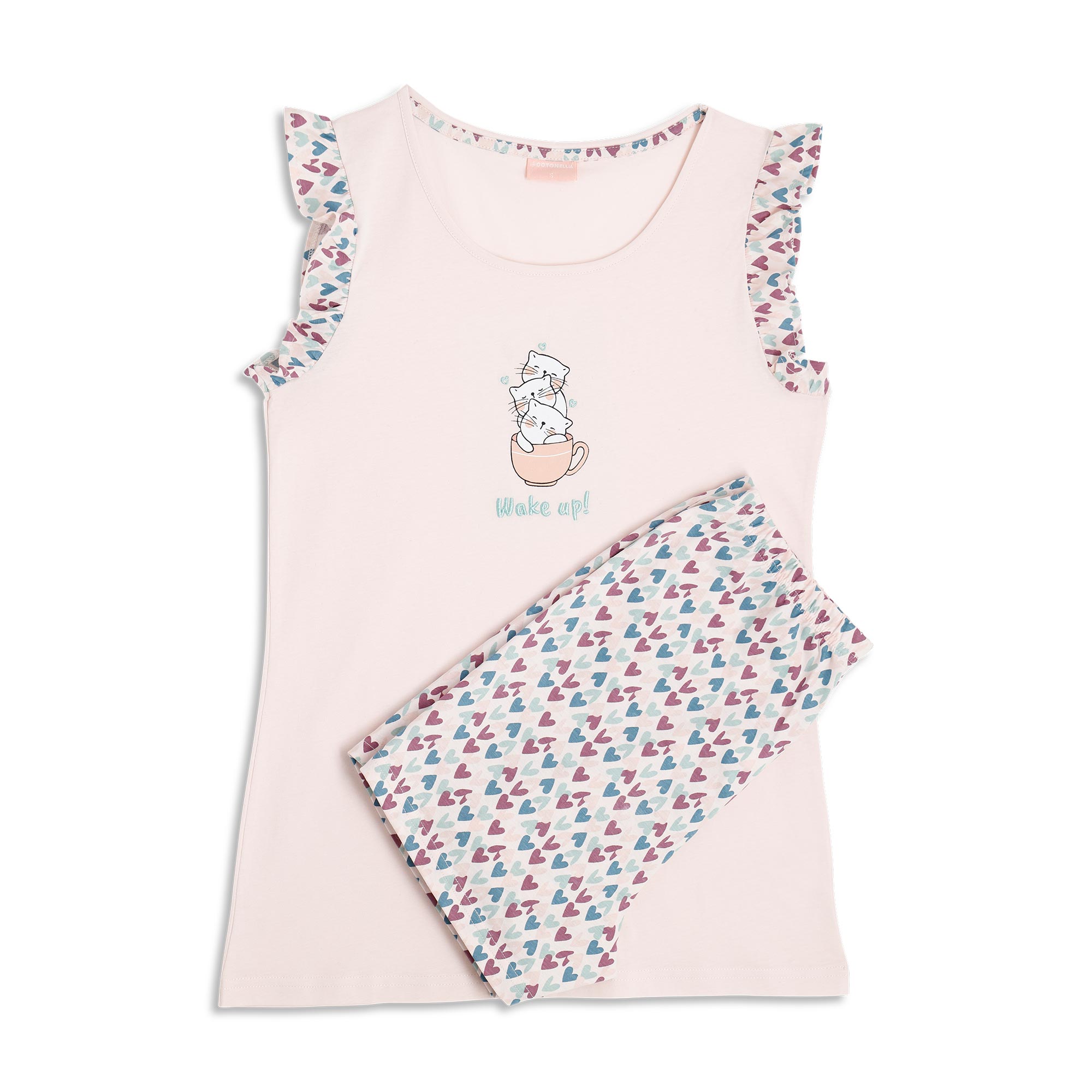 Pigiama Con Canotta+shorts Donna Cotonella Cipria DDG25_00141_2