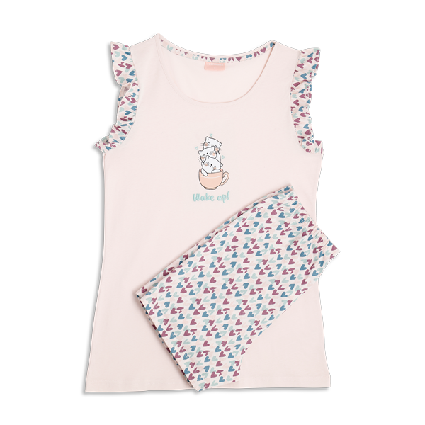 Pigiama Con Canotta+shorts Donna Cotonella Cipria DDG25_00141_2