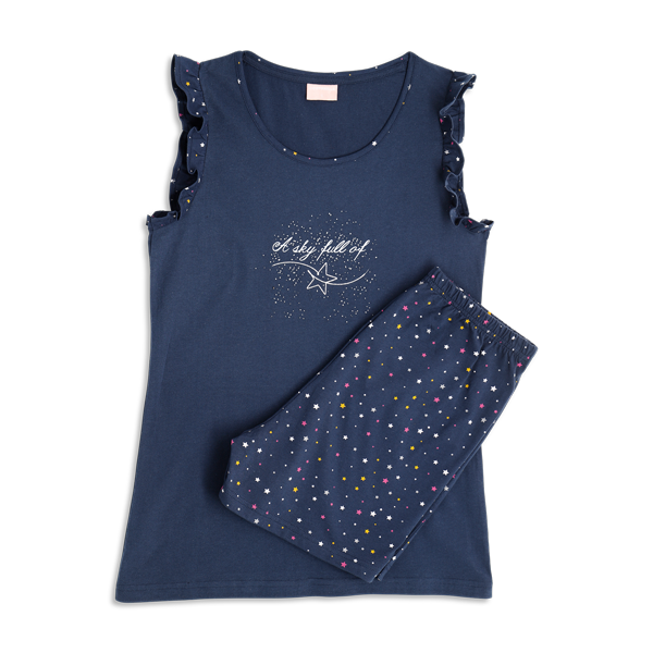 Pigiama Con Canotta+shorts Donna Cotonella Blu DDG28_0C014_2