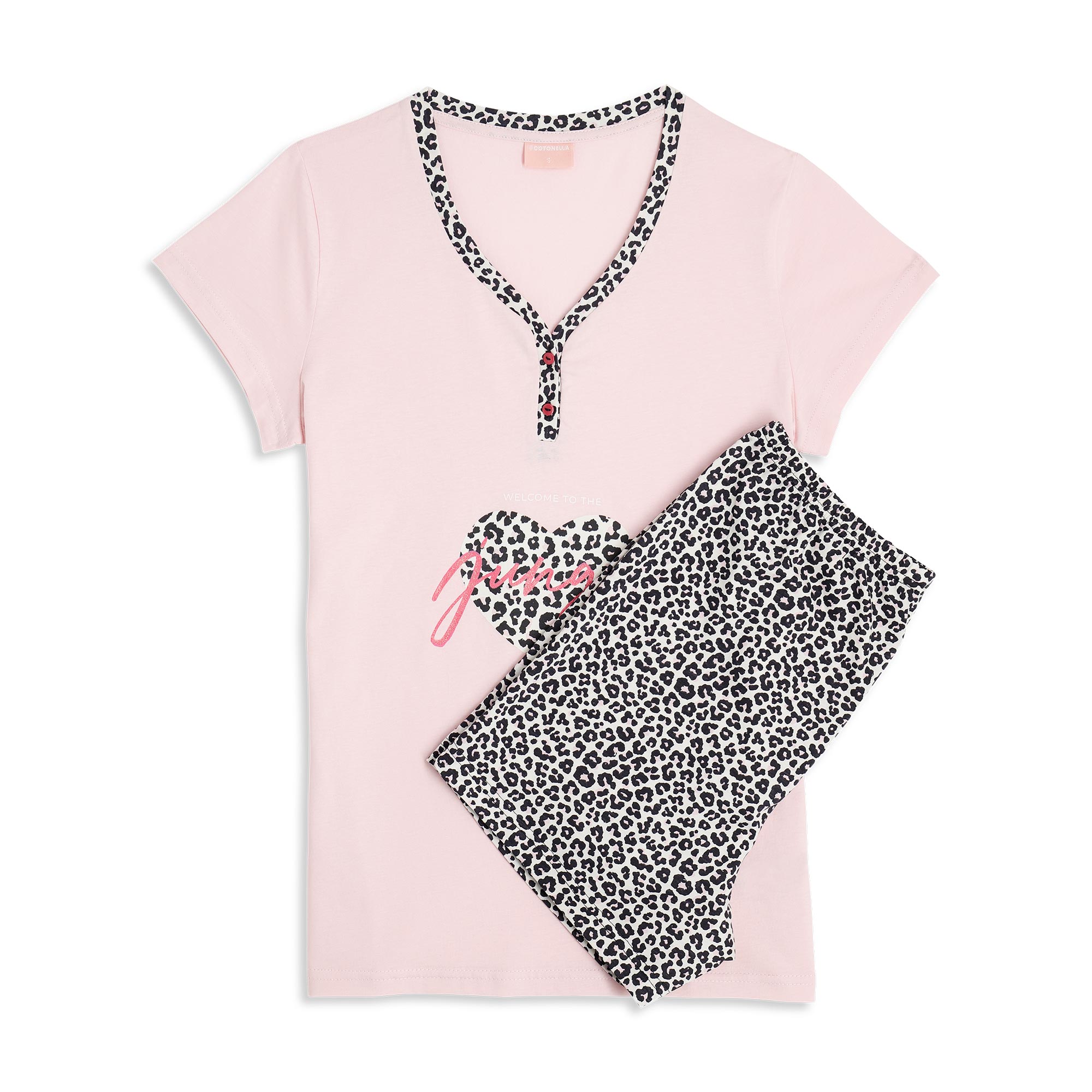 Pigiama Serafino Manica Corta+shorts Donna Cotonella Rosa DDG31_00004