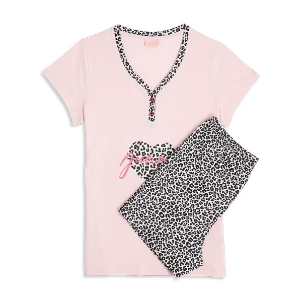 Pigiama Serafino Manica Corta+shorts Donna Cotonella Rosa DDG31_00004