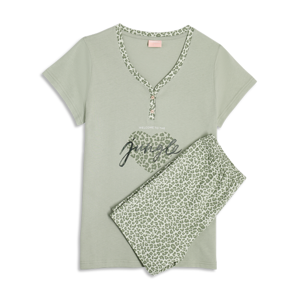 Pigiama Serafino Manica Corta+shorts Donna Cotonella Verde DDG31_00009_2