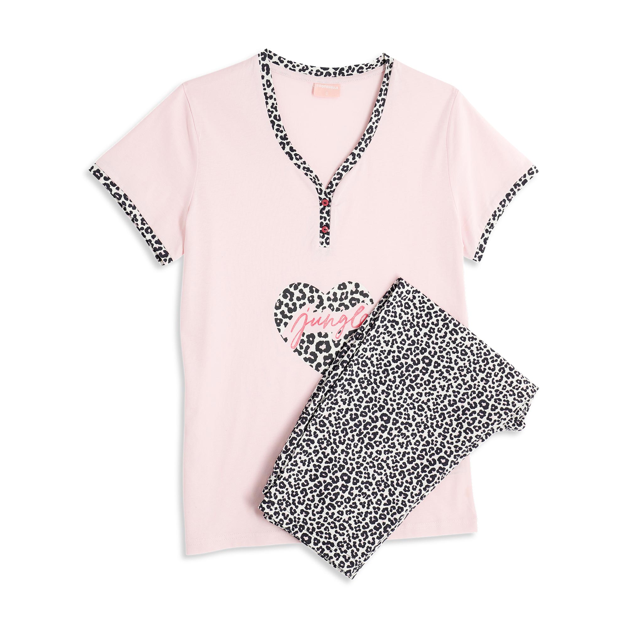 Pigiama Serafino Manica Corta+shorts Donna Cotonella Rosa DDG32_00004_2