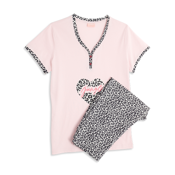 Pigiama Serafino Manica Corta+shorts Donna Cotonella Rosa DDG32_00004_2