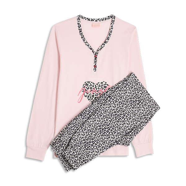 Pigiama Serafino Manica Lunga+pant.lungo Donna Cotonella Rosa DDG33_00004_2