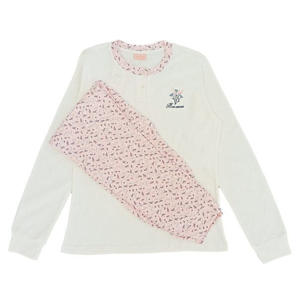 Pigiama Serafino Manica Lunga+pant.lungo Donna Cotonella